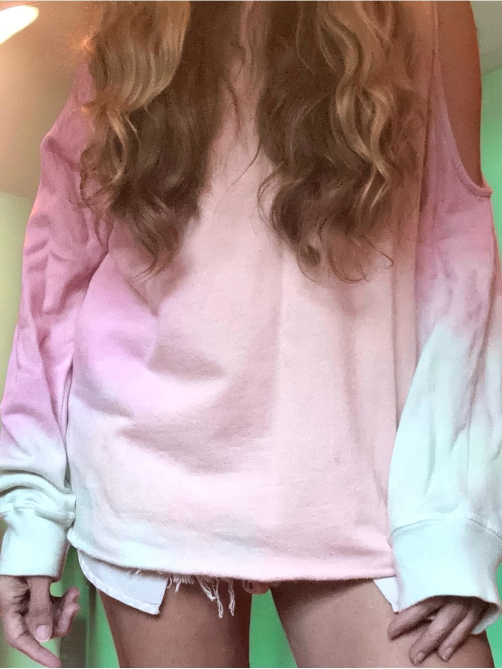 Nasty Gal Pink Tie-Dye Cold Shoulder Sweatsu